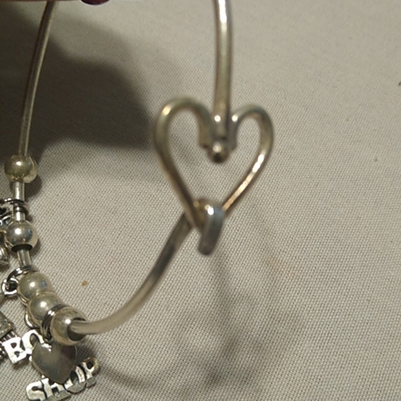 Open Heart Hooked Charm Bangle w/ Birthday Cake, Puppy + More Sterling S… - Picture 3 of 6